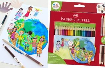Niños dibujando diversidad: cuatro estuches de lápices de colores “Children of the World”